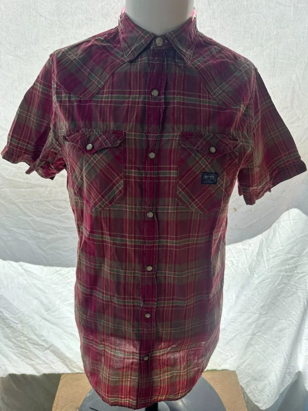 Ralph Lauren Denim & Supply Men's Pearl Snap Red Plaid SS Button Front Shirt Med